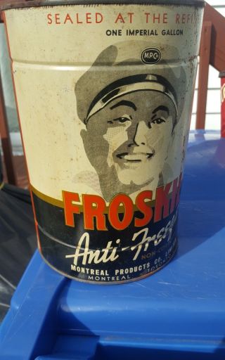 Vtg Advertising Froskil Anti - Freeze 1 Gallon Imperial Sign Gas Pump