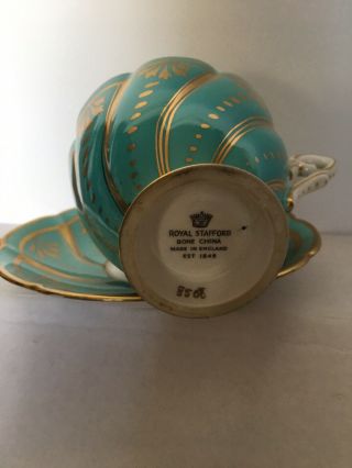 ROYAL STAFFORD Bone China Tea CUP & SAUCER Turquoise England 2