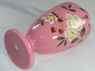 Antique Pink Cased Bristol Glass Enameled Victorian Handpainted Vase 4