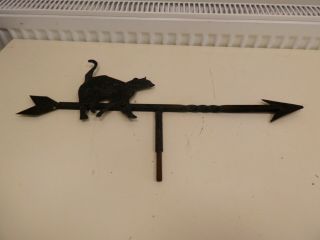 Vintage Wrought Iron Weather Vane/wind/cock Cat And Arrow Weathervane