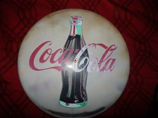 VINTAGE COCA COLA BUTTON FROM 1960 ' S IN WEATHERED 24 INCHES 2