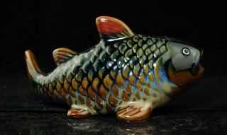 Chinese Old Porcelain Hand Painted Fish Statue C01