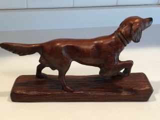 Vintage c.  1950 ' s Irish Setter Hunting Dog Folk Art Carved Wood Statue 5