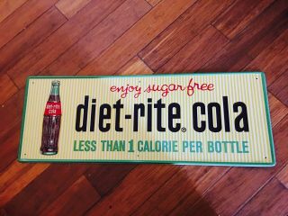 Vintage 1961 Embossed Diet - Rite Cola Metal Sign Appears 31 5/8 X 11 3/4