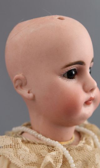 13inch Antique French or German Bisque Head Solid - Dome Doll Kid - Leather Body NR 10