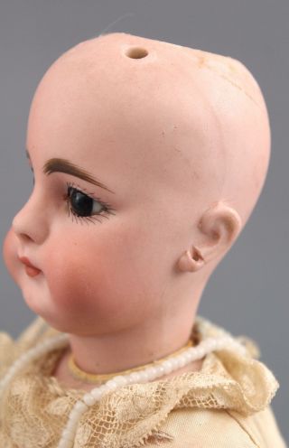 13inch Antique French or German Bisque Head Solid - Dome Doll Kid - Leather Body NR 11