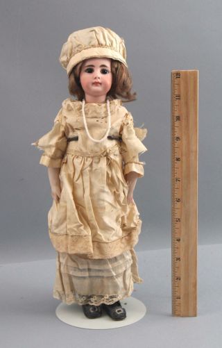 13inch Antique French Or German Bisque Head Solid - Dome Doll Kid - Leather Body Nr