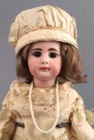 13inch Antique French or German Bisque Head Solid - Dome Doll Kid - Leather Body NR 3