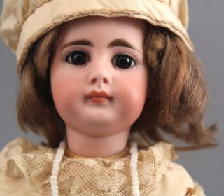 13inch Antique French or German Bisque Head Solid - Dome Doll Kid - Leather Body NR 4