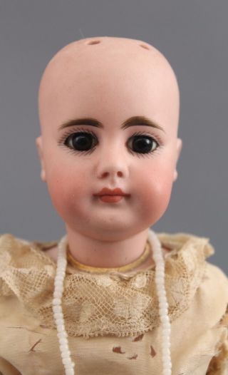 13inch Antique French or German Bisque Head Solid - Dome Doll Kid - Leather Body NR 9