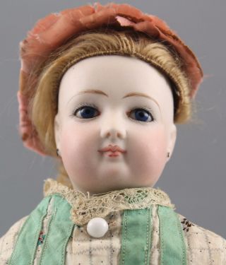 16inch Antique French Victorian Bisque Socket Head Doll,  Cloth & Leather Body NR 3