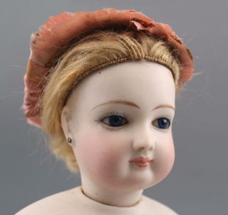 16inch Antique French Victorian Bisque Socket Head Doll,  Cloth & Leather Body NR 5