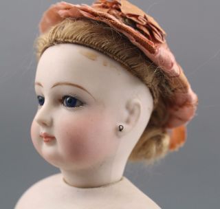 16inch Antique French Victorian Bisque Socket Head Doll,  Cloth & Leather Body NR 6