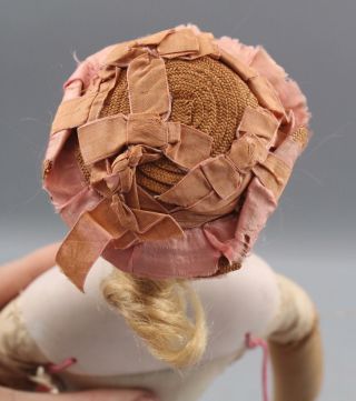16inch Antique French Victorian Bisque Socket Head Doll,  Cloth & Leather Body NR 7