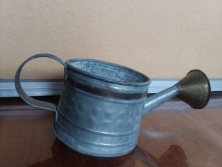 Vintage Galvanized Tin & Brass Small Watering Can