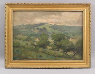 1918 Antique Henrik Hillblom American Impressionist Landscape Oil Painting,  Nr