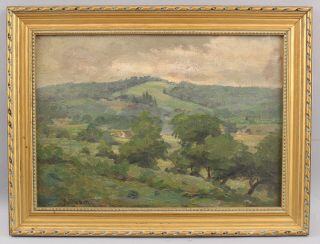1918 Antique HENRIK HILLBLOM American Impressionist Landscape Oil Painting,  NR 3