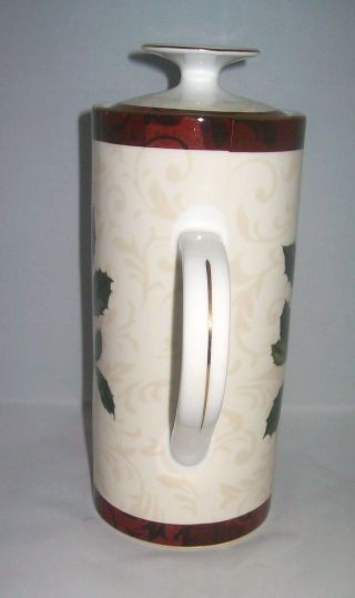 Sakura Christmas Holly Berries Coffee Teapot Carafe Pot 1999 Hallmark 3