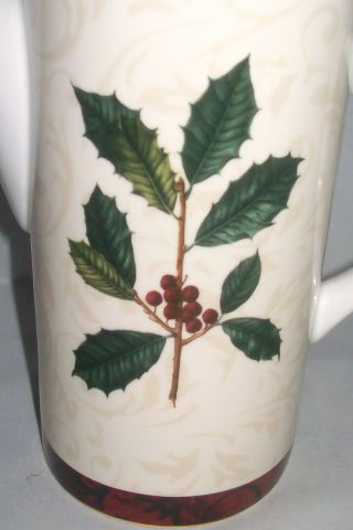 Sakura Christmas Holly Berries Coffee Teapot Carafe Pot 1999 Hallmark 5