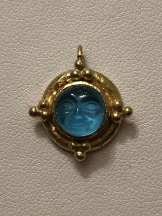 19 K Gold Venetian Glass Intaglio " Man In The Moon " Pendant