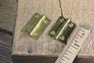 2 small Cabinet door hinges shutter NOS solid brass 1 x 3/4 