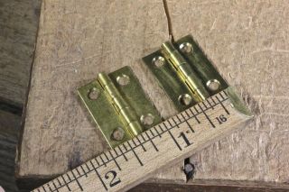 2 small Cabinet door hinges shutter NOS solid brass 1 x 3/4 