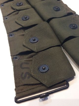 Wwii Type Us Army M - 1 Garand Cartridge Belt 10 Pockets Od3 & Od7 Vg,