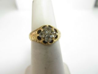 18k Solid Gold Victorian Ring With 4 Mine Cut Natural Diamonds.  30 Cts