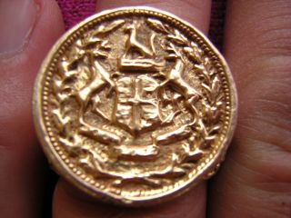 Antique Victorian 14k Gold Family Crest Signet Ring Heraldic Seal Stamp 19 Grams