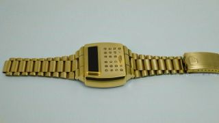 1976 Pulsar 14k Gold Filled Vintage LED digital Calculator Watch rare GF version 11
