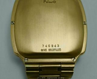 1976 Pulsar 14k Gold Filled Vintage LED digital Calculator Watch rare GF version 6