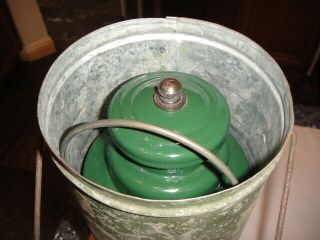 VINTAGE 1930 ' S COLEMAN 242A LANTERN CHROME/GREEN WITH BAIL AND STORAGE CAN 10