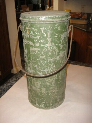 VINTAGE 1930 ' S COLEMAN 242A LANTERN CHROME/GREEN WITH BAIL AND STORAGE CAN 11