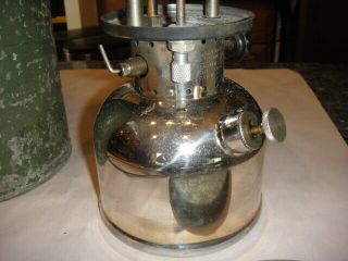 VINTAGE 1930 ' S COLEMAN 242A LANTERN CHROME/GREEN WITH BAIL AND STORAGE CAN 6