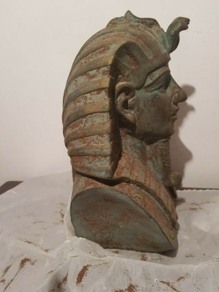 Rare Antique Ancient Egyptian King Tutankhamun Head Crown Cobra1332–1323BC 4