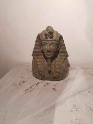 Rare Antique Ancient Egyptian King Tutankhamun Head Crown Cobra1332–1323BC 5