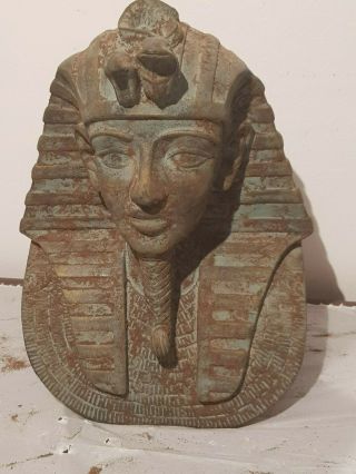 Rare Antique Ancient Egyptian King Tutankhamun Head Crown Cobra1332–1323BC 6