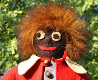 German Steiff ? Antique Black Americana Doll Fur Hair England