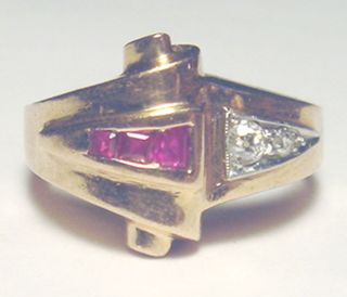 14k Rose Gold/platinum Art Deco Ruby/diamond Ring 5.  52 Grams Suberi Brothers 6