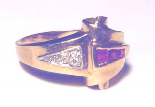 14k ROSE GOLD/Platinum Art Deco RUBY/DIAMOND RING 5.  52 grams SUBERI BROTHERS 6 2