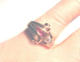 14k ROSE GOLD/Platinum Art Deco RUBY/DIAMOND RING 5.  52 grams SUBERI BROTHERS 6 8