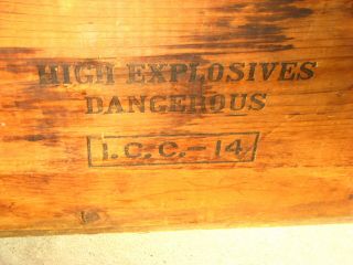 Vintage DUPONT Explosives RED CROSS CRATE 50 lb Extra Dynamite I.  C.  C.  14 Wood Box 7