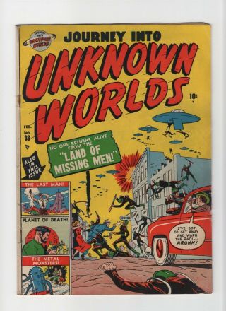 Journey Into Unknown Worlds 38 Fn - 5.  5 Vintage Marvel Atlas Comic Ufo Cover 10c