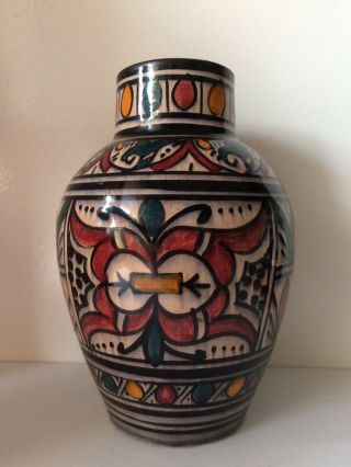 Vintage Islamic Middle Eastern Hand Painted Pottery Vase