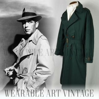 Coat Trench 40s 30s 50s Vintage Xl Xxl Xxxl Classic Bogart Iconic Film Noir Spy