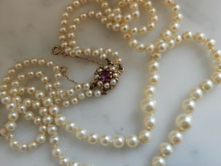 An Exceptional Art Deco 9 Ct Gold Amethyst And Cultured Pearl Two Row Necklace
