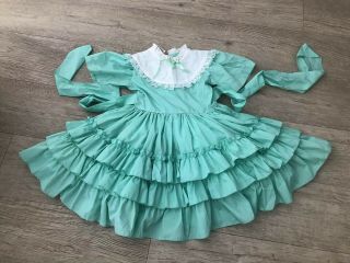 Vintage Girls Dress Lulu’s Green Party Ruffle Full Skirt Toddler Sz 5 Usa Made