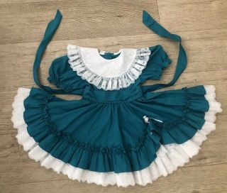Vintage Girls Dress Mini World Green Party Ruffle Full Skirt Toddler 5 Usa Made
