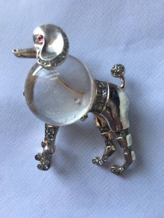 Vintage Trifari Poodle Jelly Belly Brooch Sterling 2