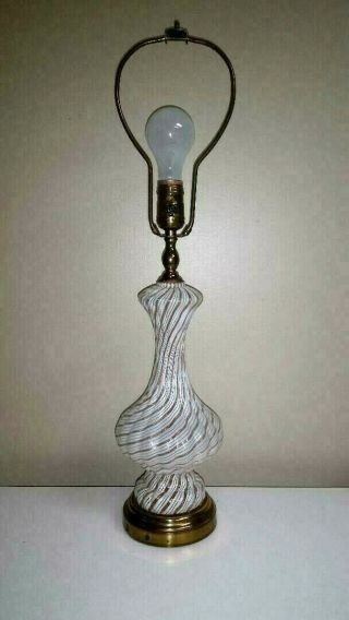 Vintage Murano Ribbed Swirl Lamp Attributed To Dino Martens Aureliano Toso